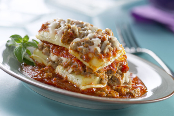 a plate of lasagna